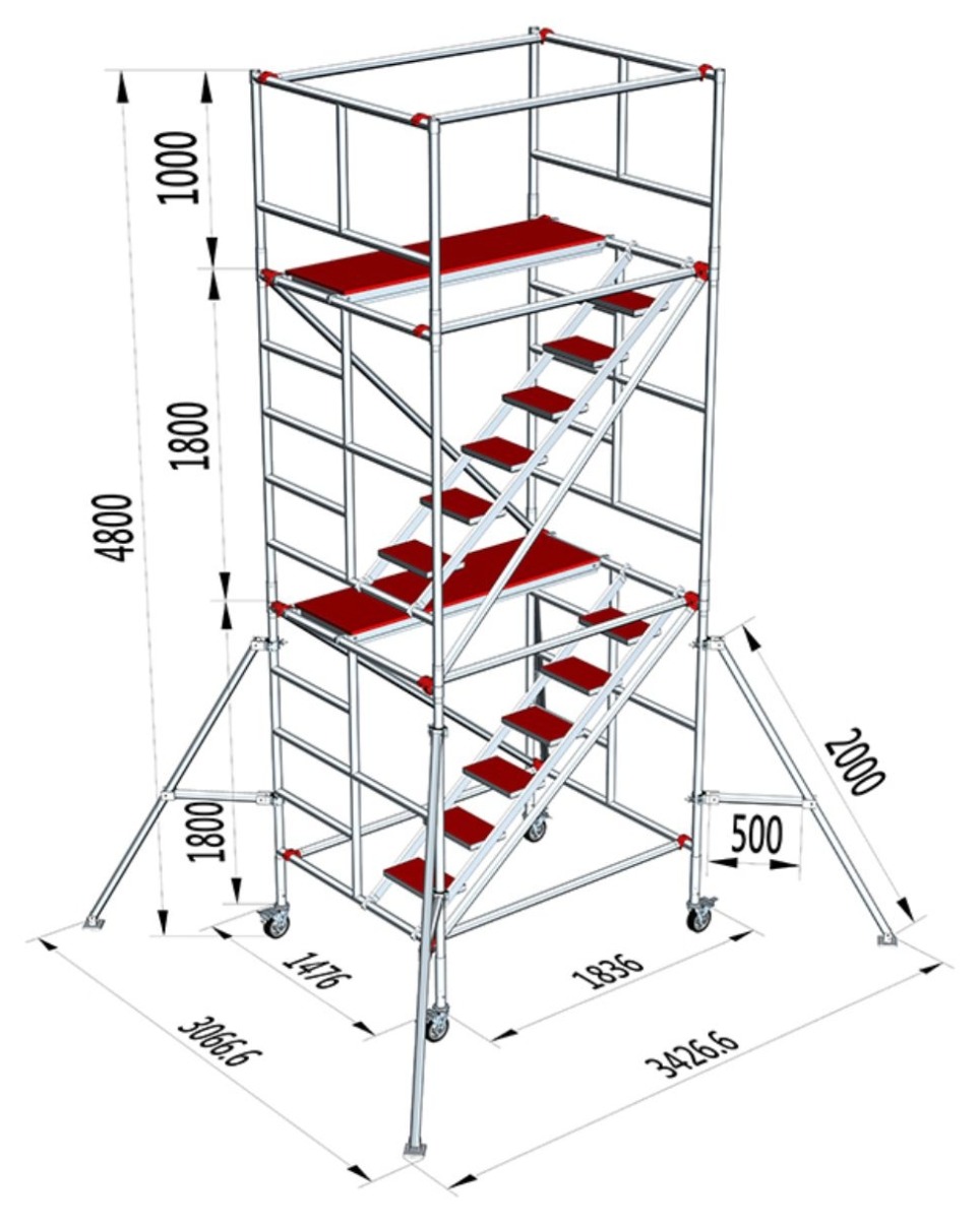 VS-02F aluminum scaffolding, 4.8 meter height