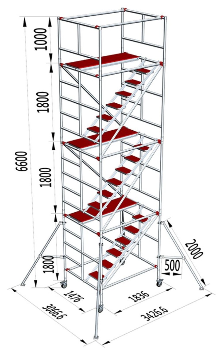 VS-03F aluminum scaffolding, 6.6 meter height