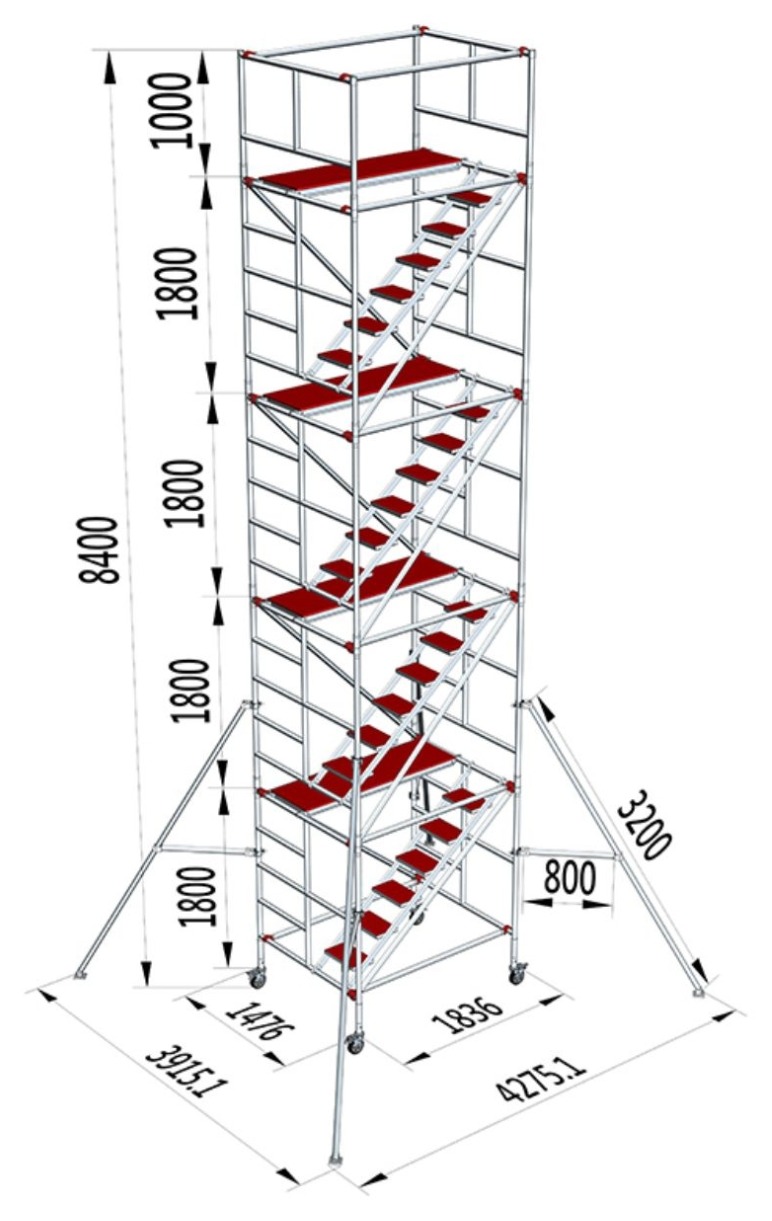VS-04F aluminum scaffolding, 8.4 meter height