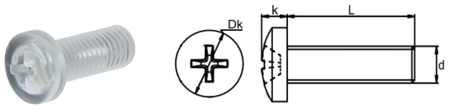 PC/P0 Cross Pan Head Screw — product photo and dimensional drawing