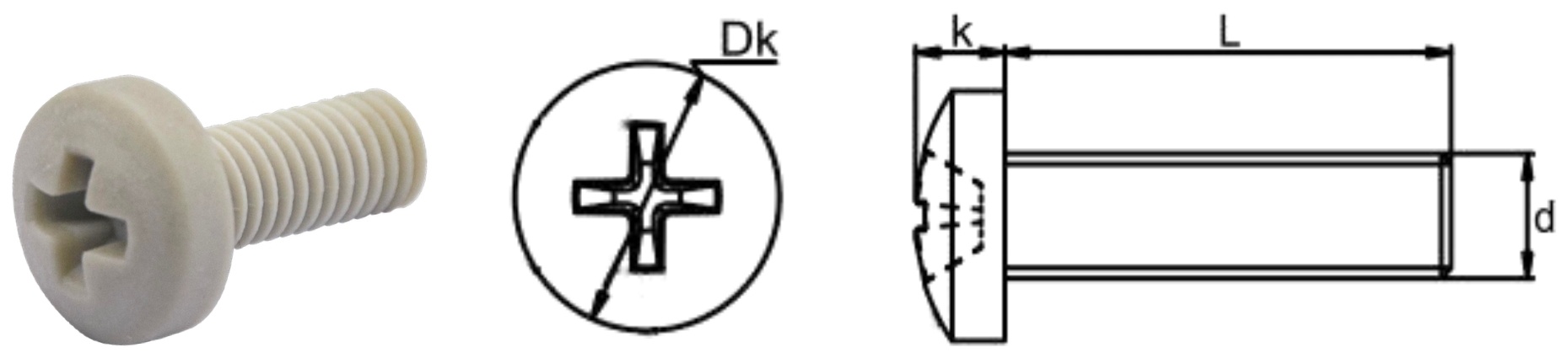 PPS/P0 Cross Pan Head Screw — product photo and dimensional drawing