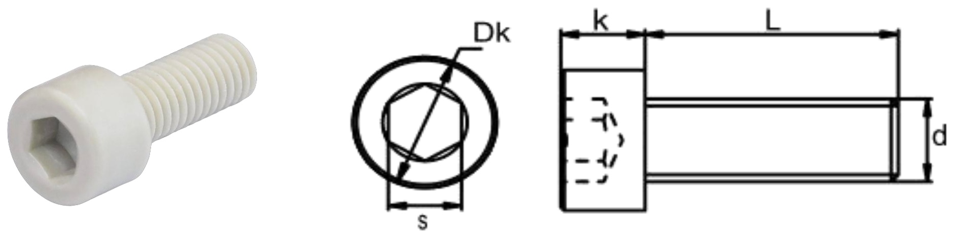 PPS/S0 Hexagon Socket Head Screw — product photo and dimensional drawing