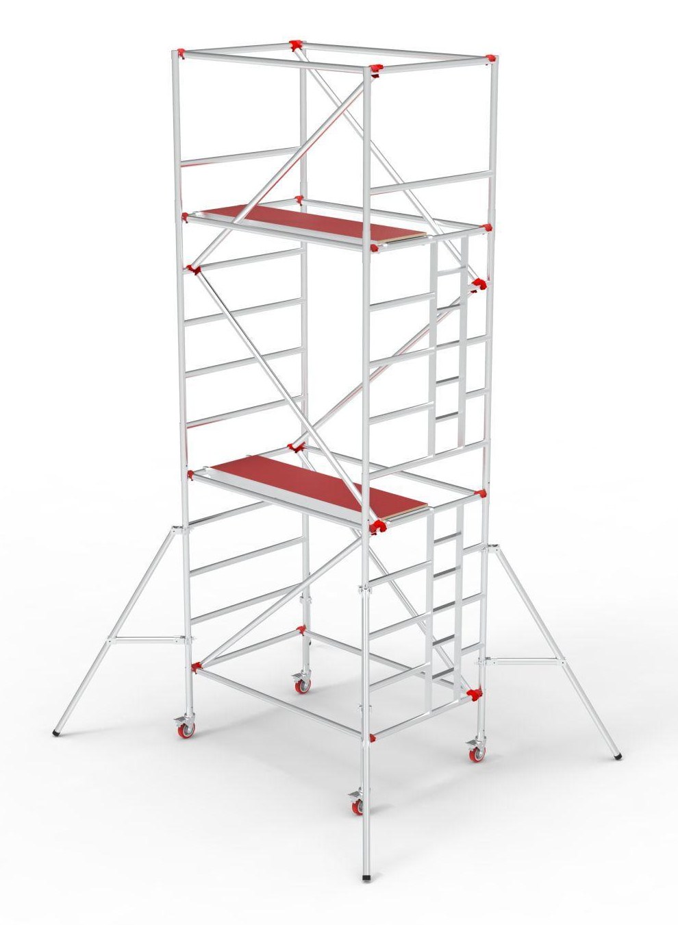 Aluminum double-width scaffolding tower